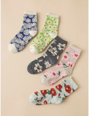 Chaussettes motif fleur