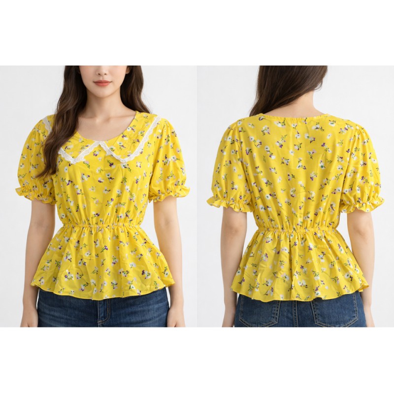 Top peplum motif fleurs